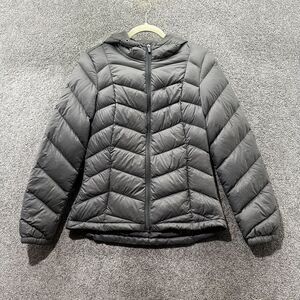 Tommy Hilfiger Duck Down Puffer Coat Women XS Gray Packable Full Zip Winter Snow